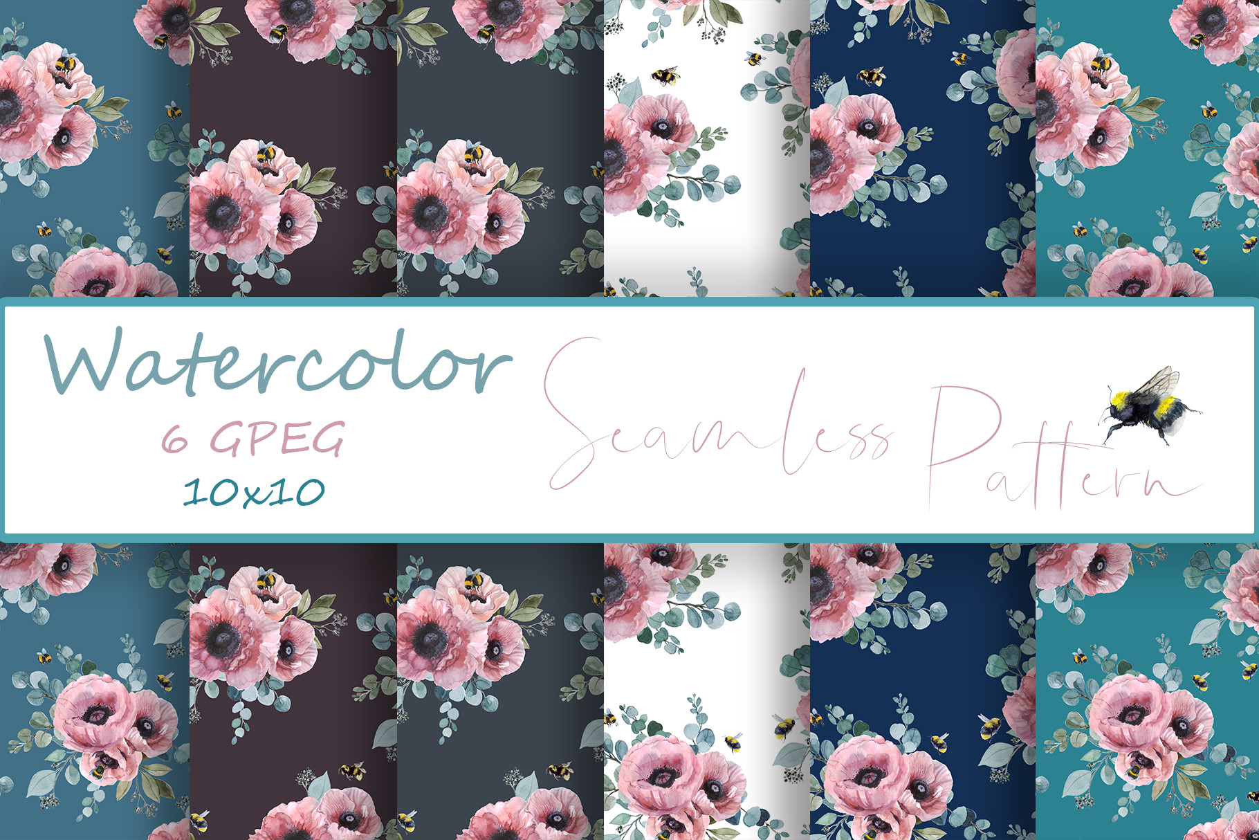Watercolor Digital Paper Flower Pattern Graphic by KomtsyanTatyanaArt ...