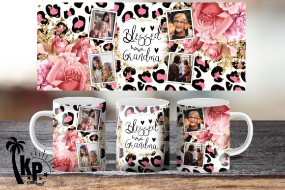 Grandma Floral Photo Frame Mug Wrap