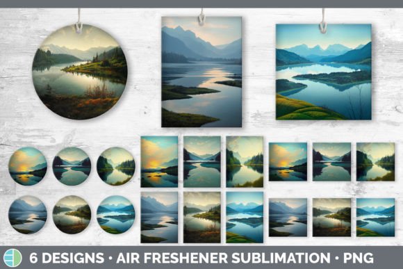 Lake Air Freshener | Sublimation Designs Grafika Ilustracje do Druku Przez Enliven Designs