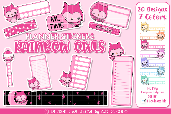 RAINBOW OWLS PLANNER STICKERS