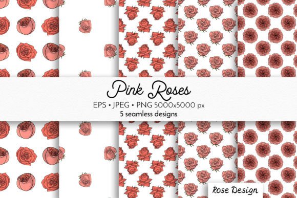Rose Flowers Seamless Patterns Bundle Graphic by neauth · Creative Fabrica