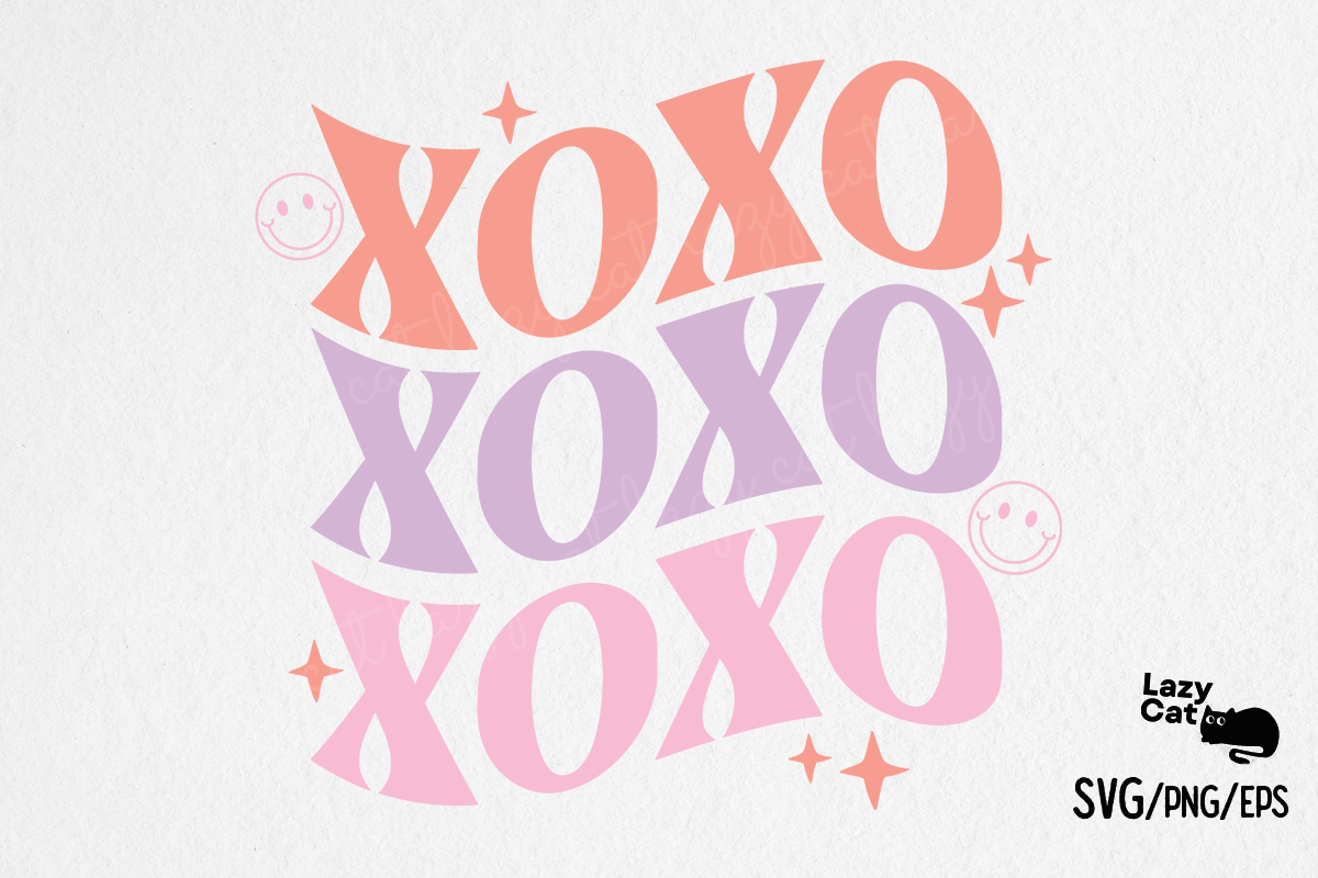 Valentine’s Day SVG XOXO Retro Graphic by Lazy Cat · Creative Fabrica