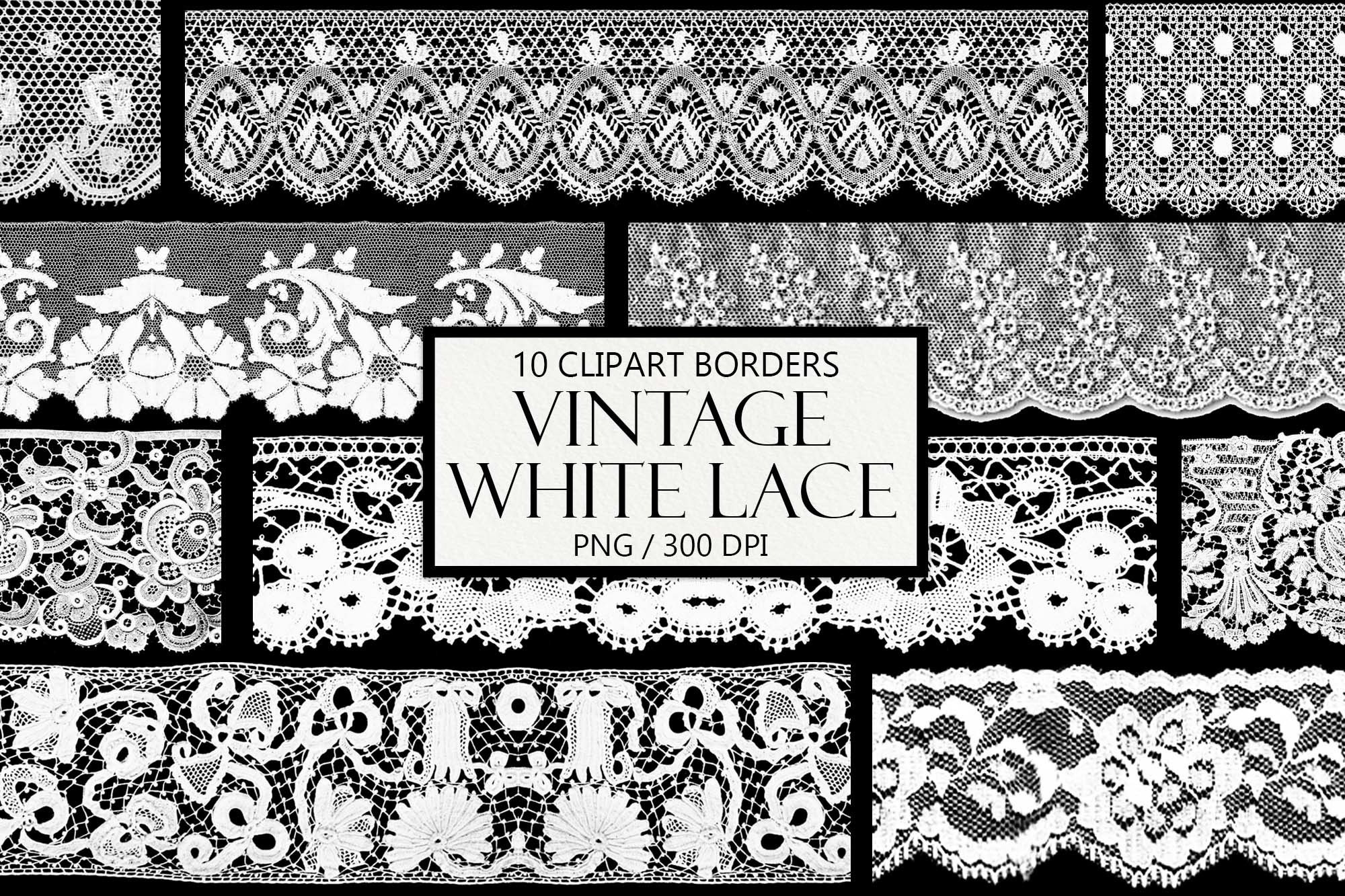 White Lace Clipart Borders