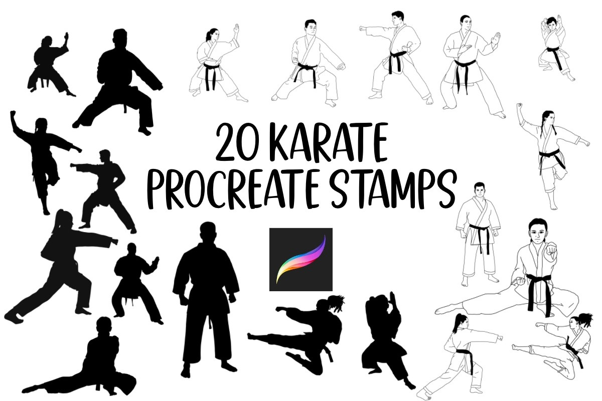 20 Karate Procreate Stamp Set Brushes Graphic by Cedar Rue · Creative ...