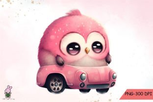 Cute Chibi Owl Valentine Car ClipArt Graphic by Turtle Rabbit ...