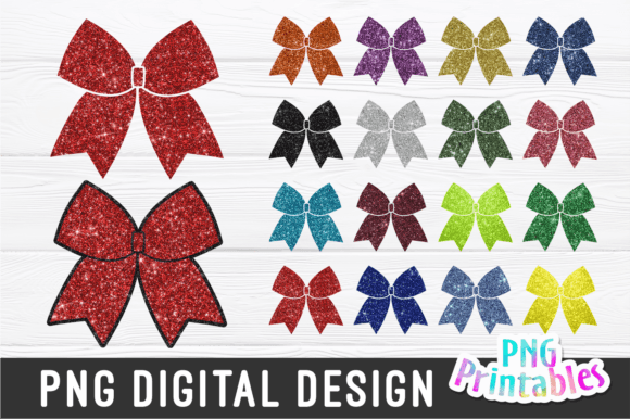 Glitter Cheer Bow PNG Bundle