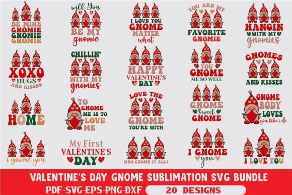 Preview of Valentine’s Day Gnome Sublimation SVG Bundle Valentine sublimation design