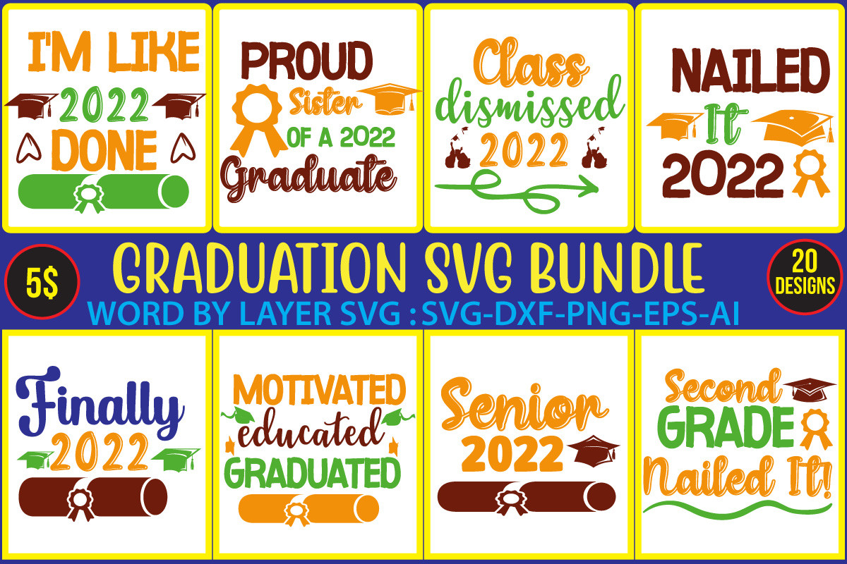 GRADUATION SVG BUNDLE Graphic by SimaCrafts · Creative Fabrica