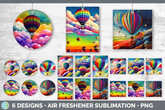 Hot Air Balloon Air Freshener | Sublimation Graphic Illustrations By Enliven Designs
