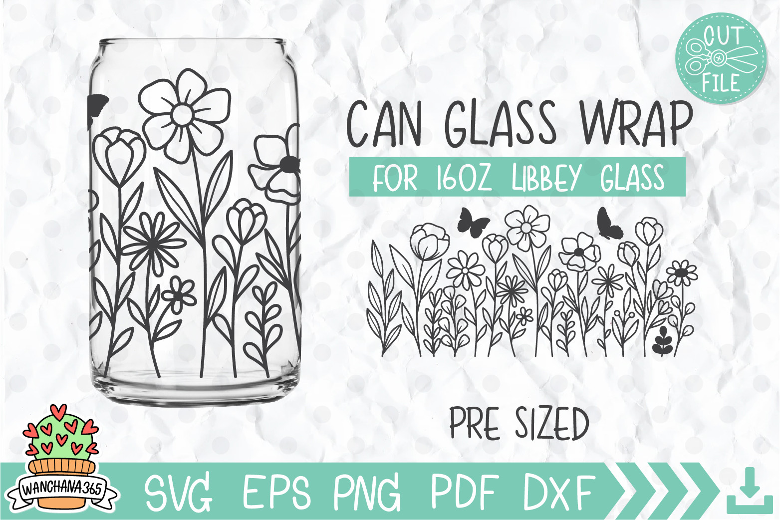 Wildflower Can Glass Wrap Graphic by wanchana365 · Creative Fabrica