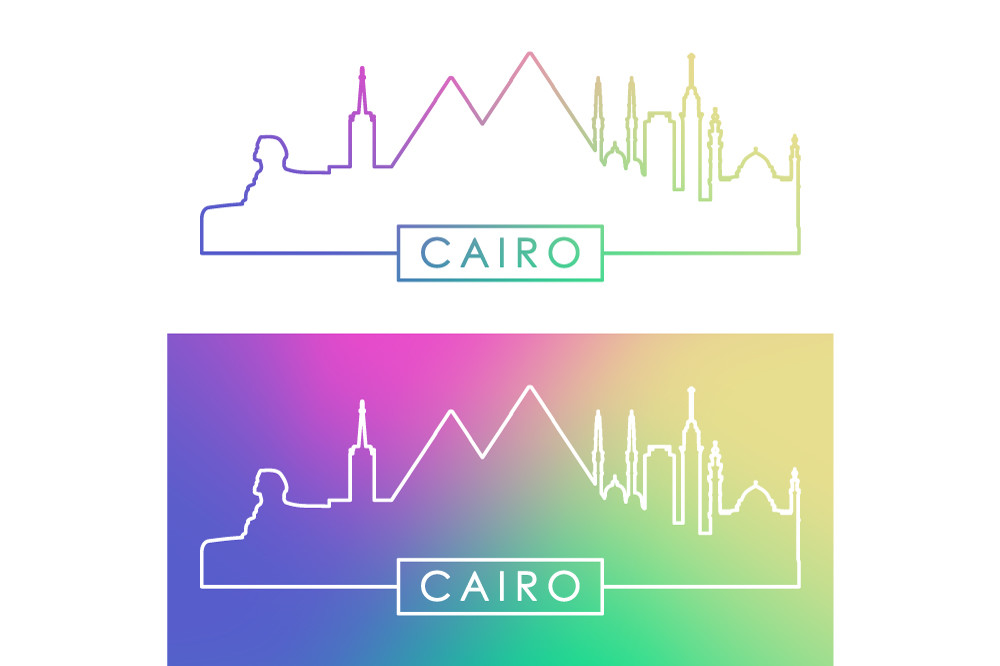 Cairo Skyline. Colorful Linear Style Graphic by Design by Gleb ...