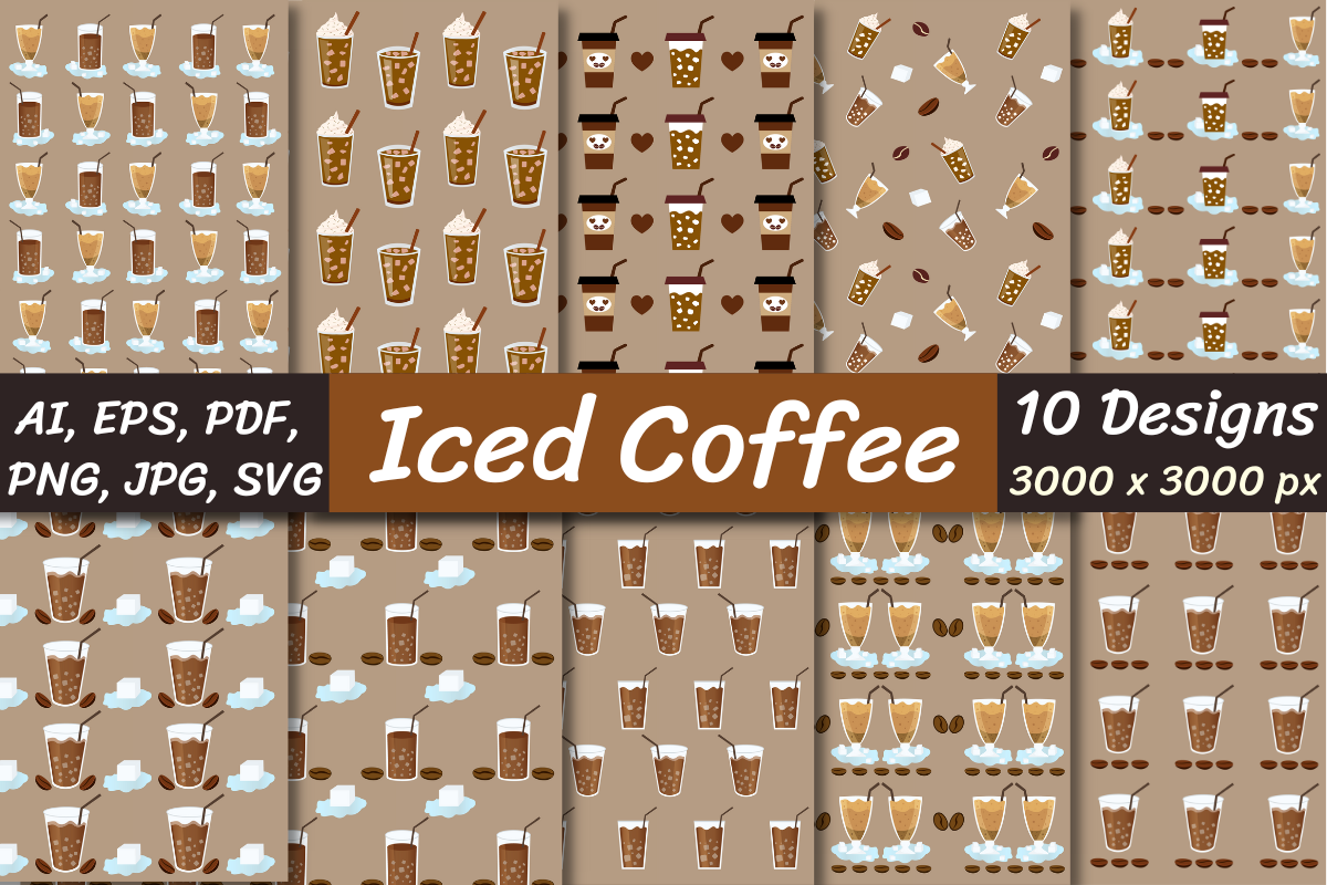 Iced Coffee Digital Papers Graphic by VYCstore · Creative Fabrica