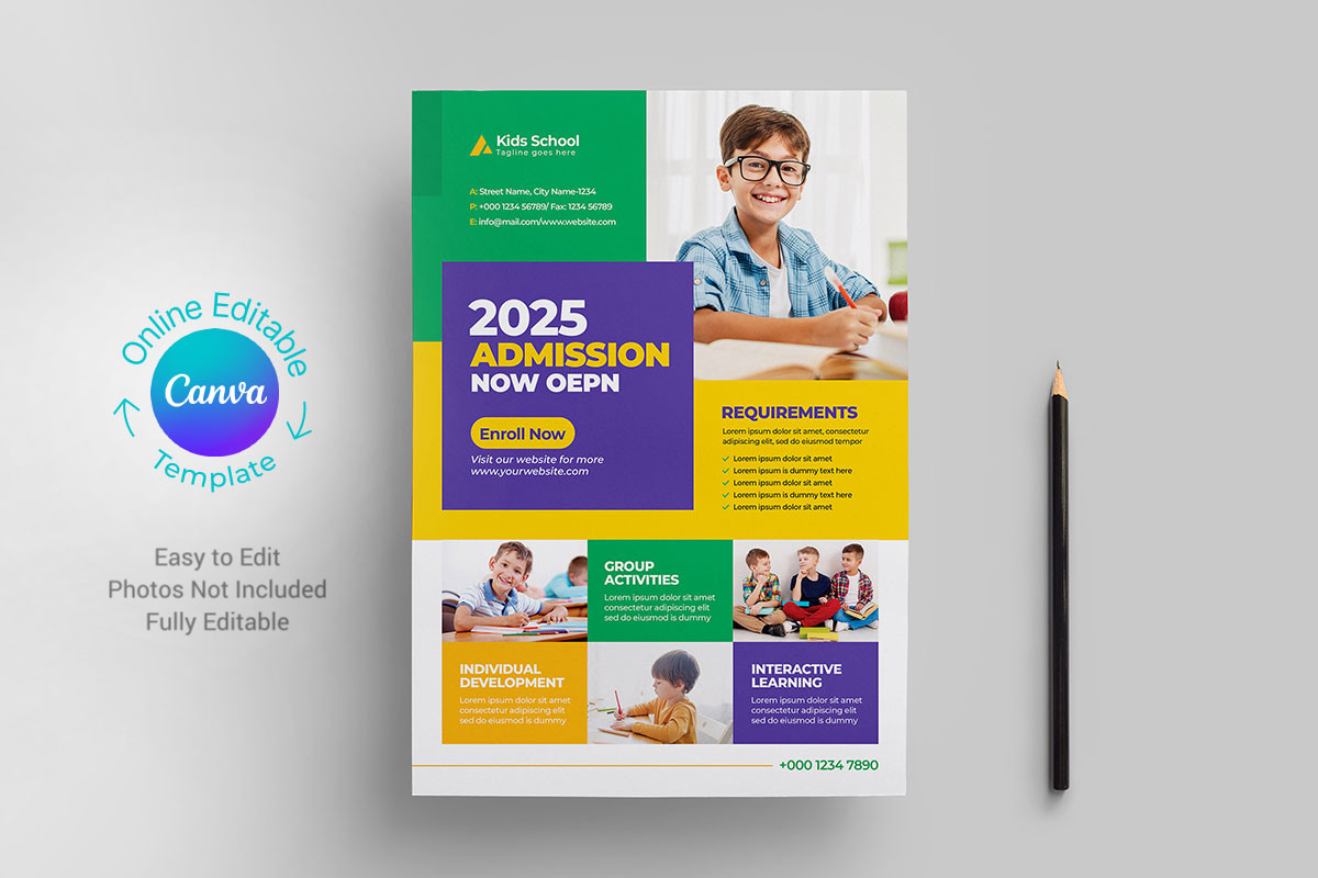 Kids Admission Flyer Canva Template