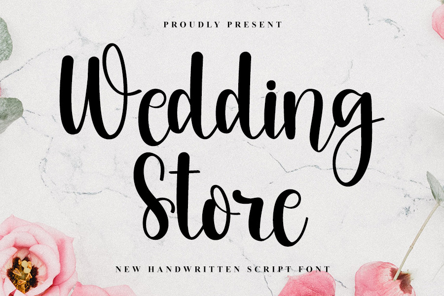 Wedding Store preview — boutique elegant display font for save-the-date headers and venue signage