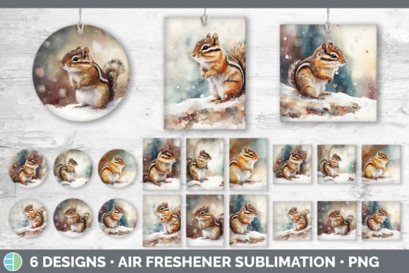 Winter Chipmunk Air Freshener | Sublimat Grafica Illustrazioni Stampabili Di Enliven Designs
