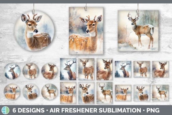 Winter Deer Air Freshener | Sublimation Grafika Ilustracje do Druku Przez Enliven Designs