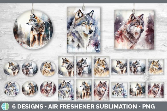 Winter Wolf Air Freshener | Sublimation Grafika Ilustracje do Druku Przez Enliven Designs