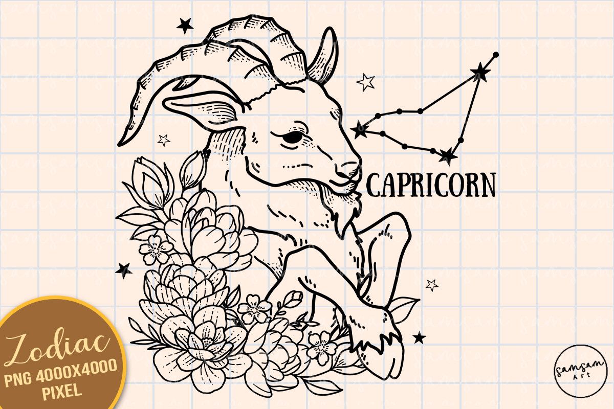 Capricorn Floral Zodiac Sign Sublimation