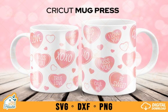 Cricut Mug Wrap Svg Candy Hearts Graphics
