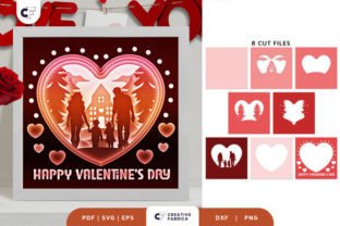 Valentine's Family 3D Shadow Box SVG · Creative Fabrica