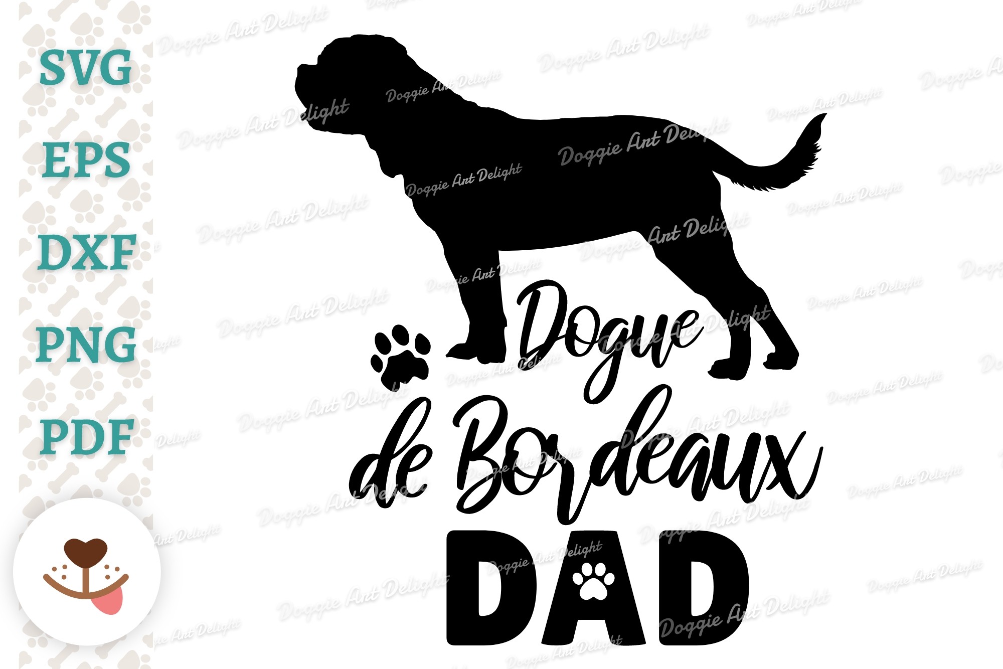 Dogue De Bordeaux Dad, Dog Dad Svg Png Graphic by Doggie Art Delight ...