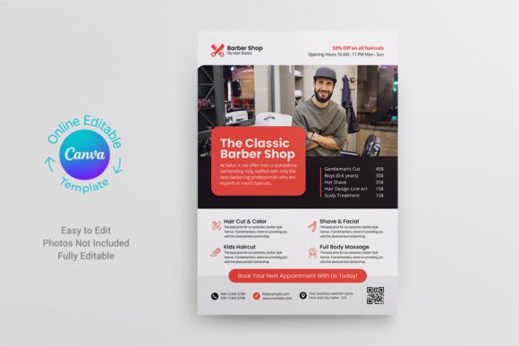 Barber Shop Flyer Design Canva Template