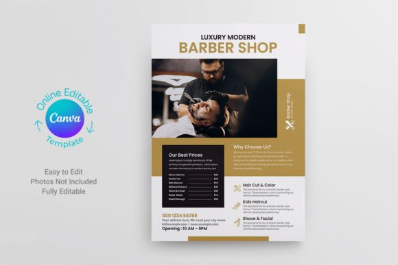 Barbershop Flyer Design Canva Template
