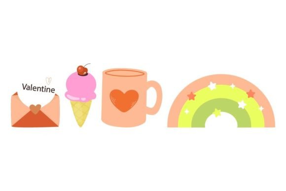 Full Valentine Bright Color Graphic Icons By aceart