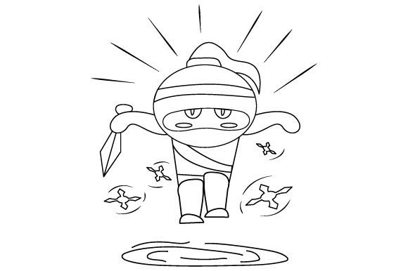 Girl Ninja - Coloring Page Kids, Kawaii