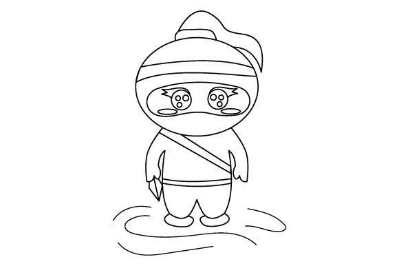 Girl Ninja - Coloring Page Kids, Kawaii