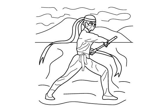 Girl Ninja Anime - Coloring Page Kids