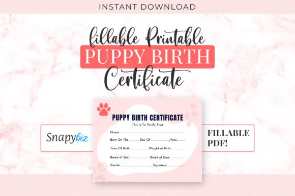 Printable Puppy Birth Certificate