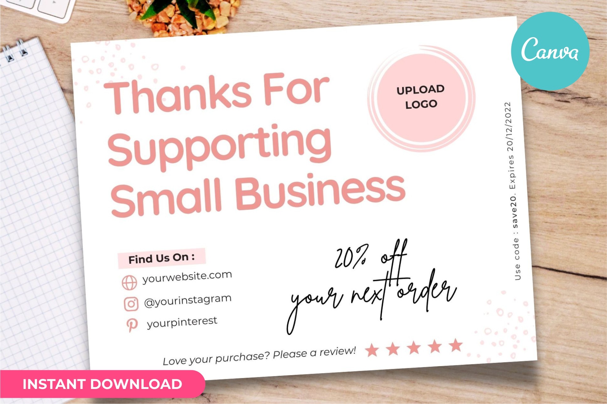 Thank You Card Business Template Canva
