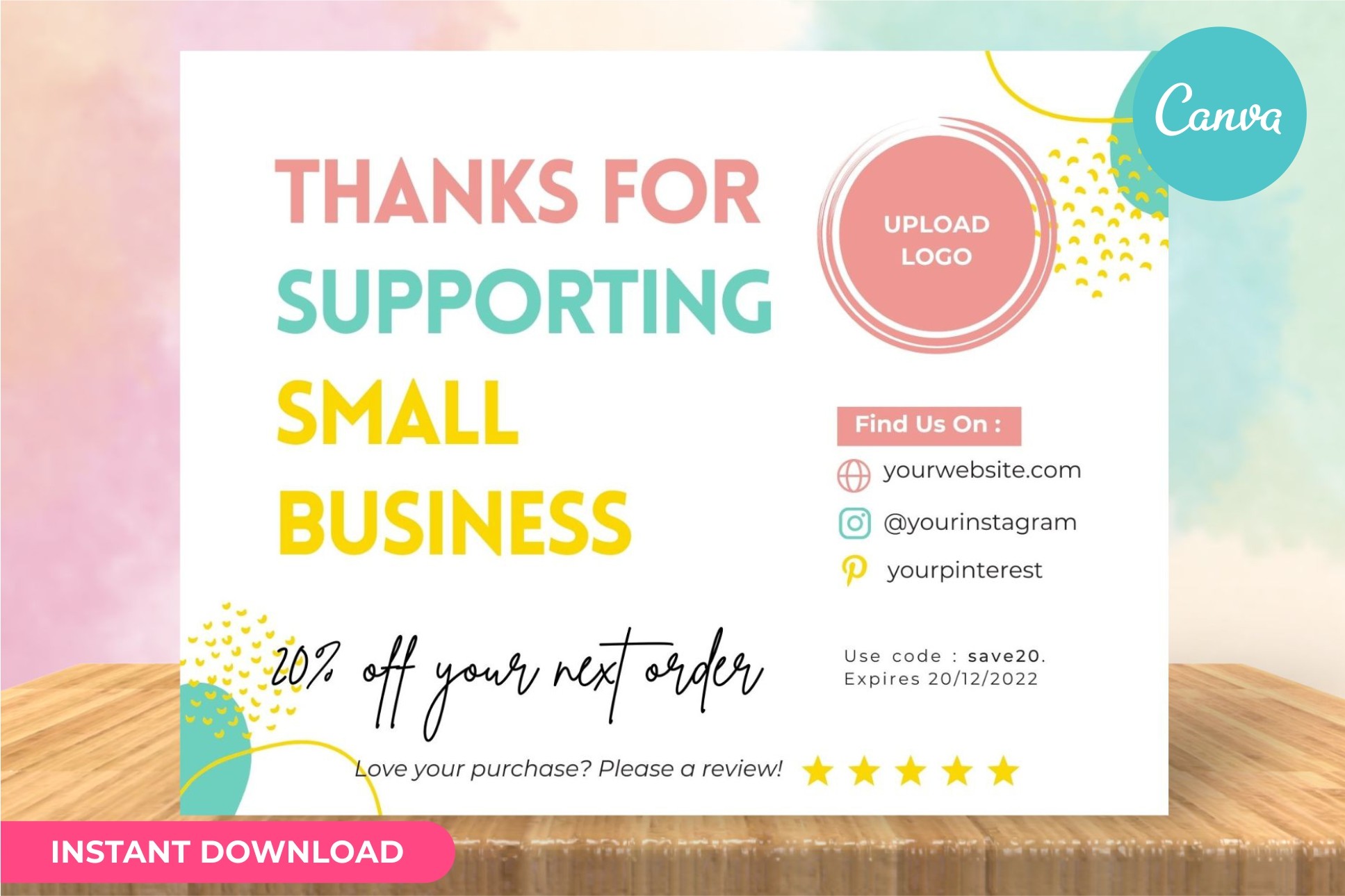 Thank You Card Business Template Canva
