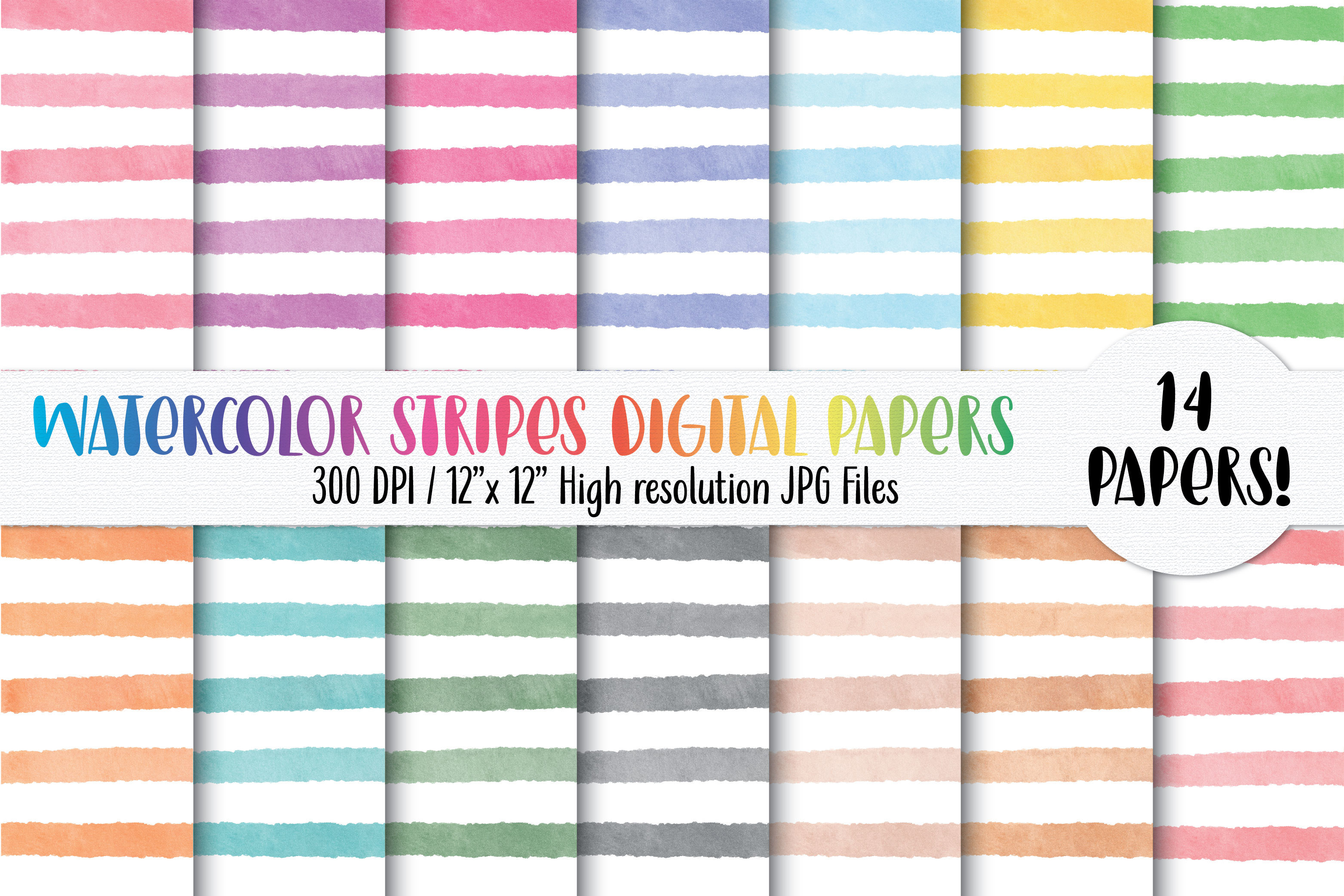 Watercolor Stripes Digital Papers Graphic by HeartyClipart · Creative ...