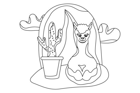 Boho Alpaca Coloring Page - Kids