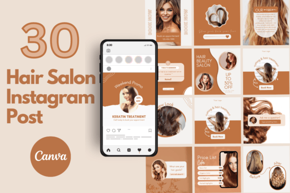 Hair Salon Instagam Post Canva Template Graphics