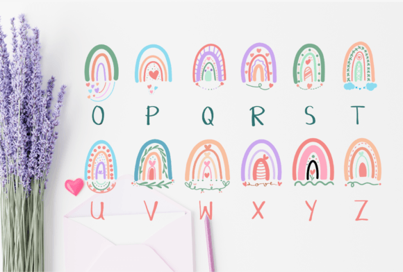 Rainbow Sweet Heart Font PNG with transparent background - Preview 2