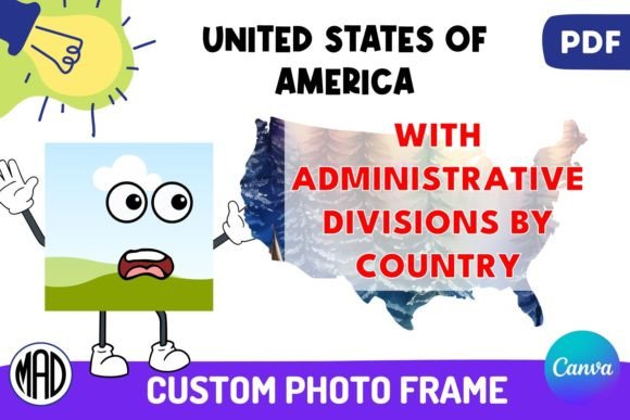 USA with States Canva Photo Frame