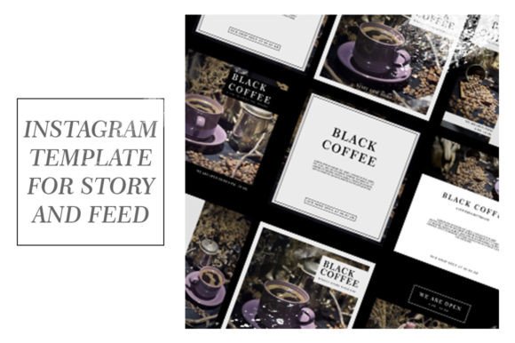 Preview of Black Coffee Instagram Template coffee shop social media template