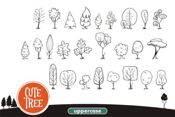 Cute Tree Font PNG with transparent background - Preview 1