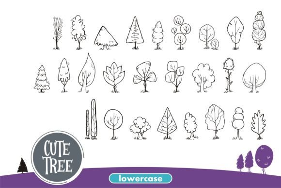 Cute Tree Font PNG with transparent background - Preview 2