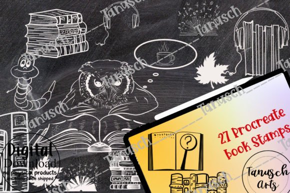 Books Procreate Brush Stamps Set Graphic Brushes By TanuschArts
