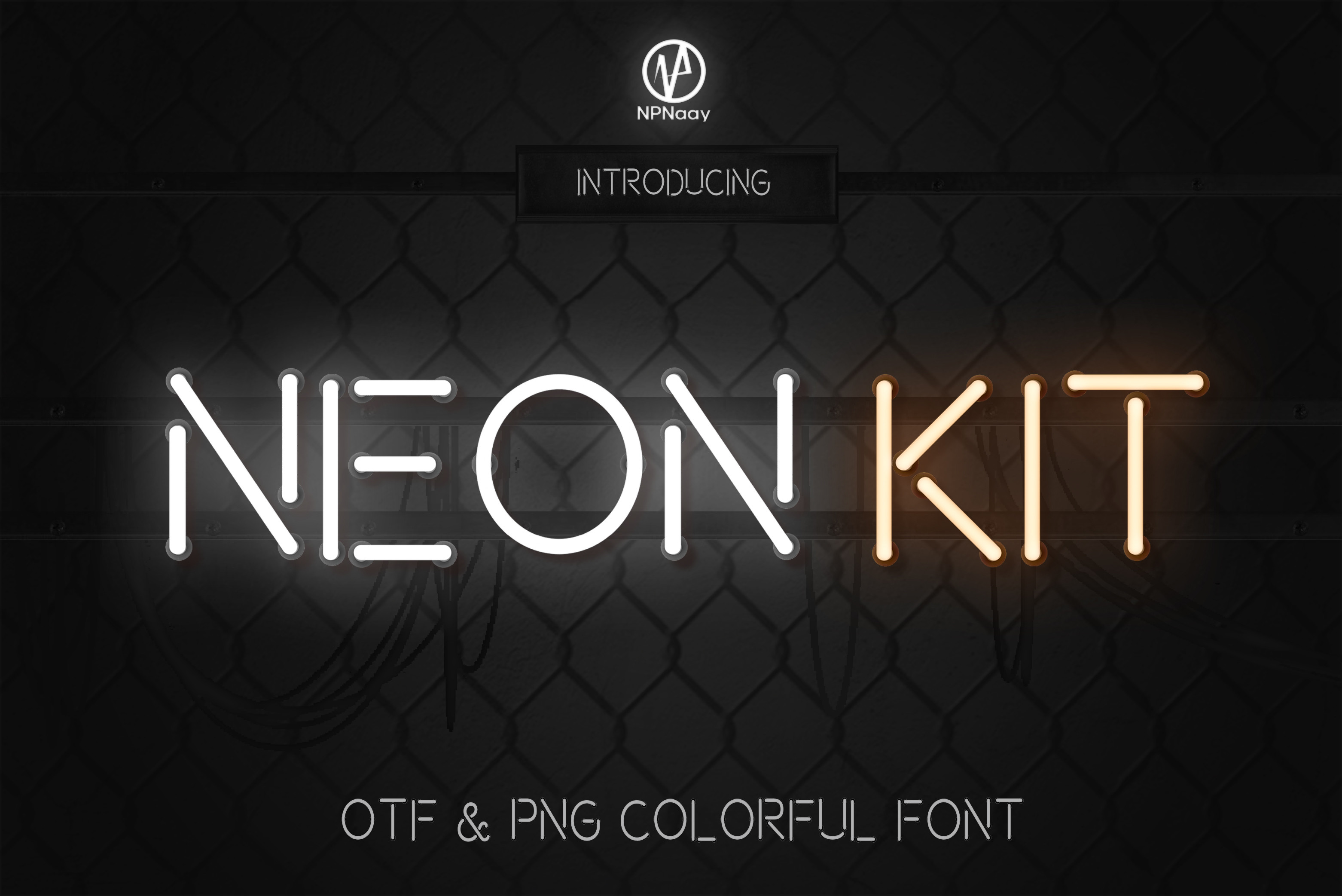 Neon Kit preview, color font with built-in neon glow effects