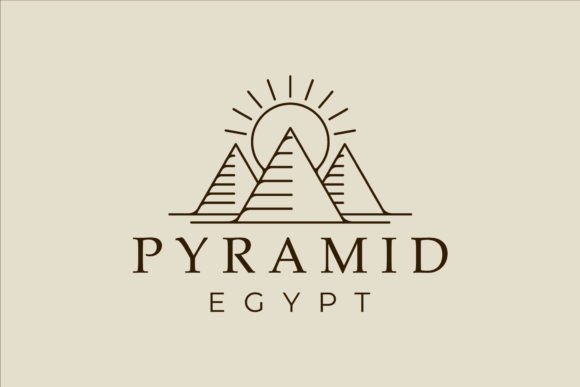 Pyramid Logo Line Art Vector Simple