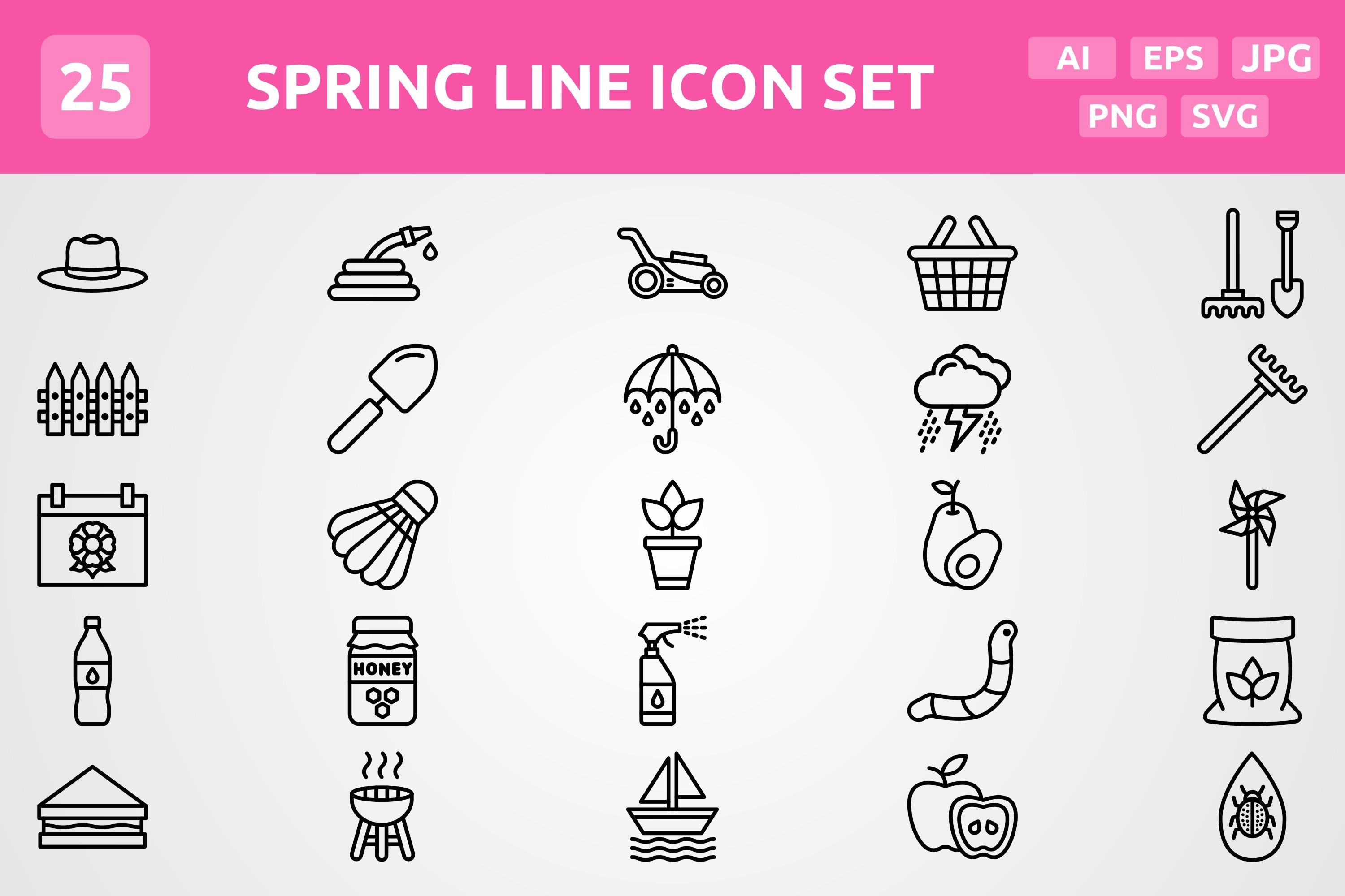 25 Vector Spring Line Icon Set Graphic by Graphixs Art · Creative Fabrica