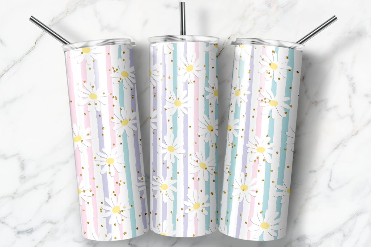 Daisy Flower Tumbler Wrap Design Graphic by Skye Design · Creative Fabrica