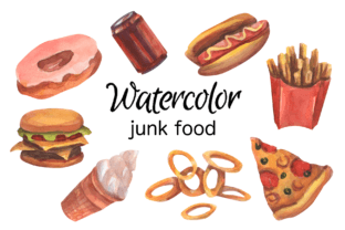 Junk Food Watercolor Clip Art Graphic by goodfairyclipart · Creative ...