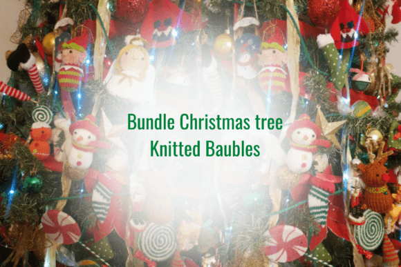 Bundle of 7 Knitted Xmas Tree Baubles