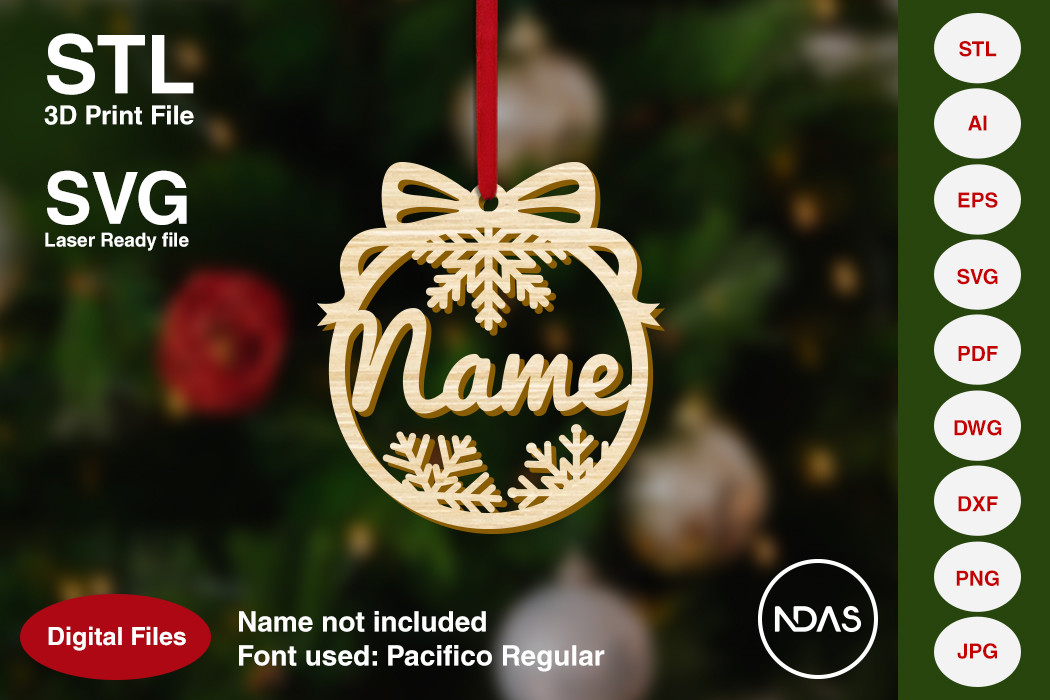 Personalized name Christmas tree ornament 3D print STL